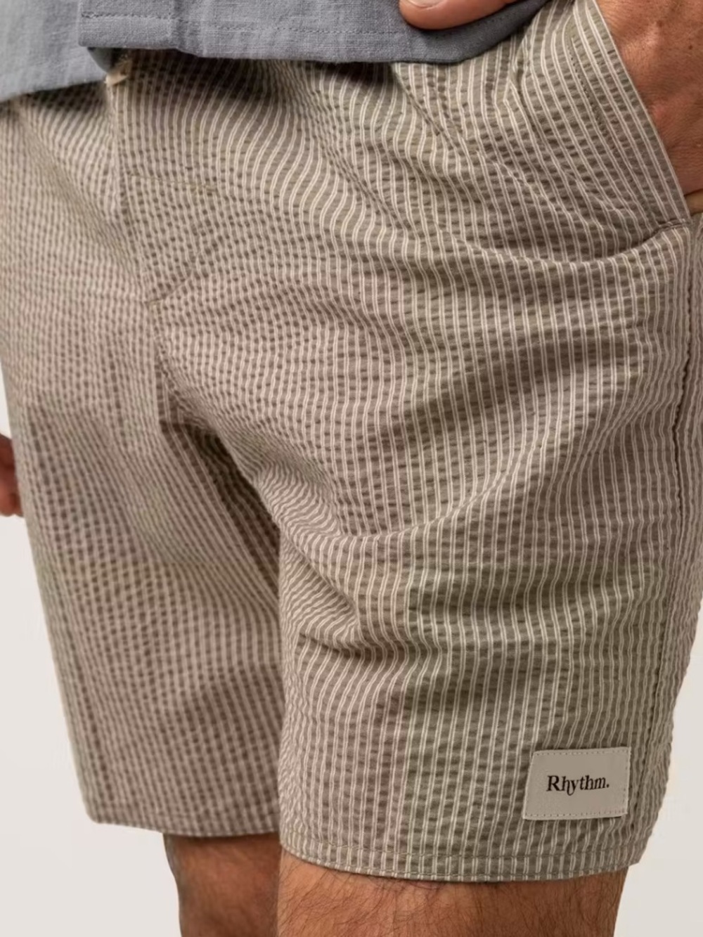 Rhythm Cotton Striped Seersucker Shorts Men Sz 28